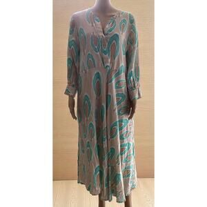 Nimo with Love dress 100% linen midi dress Ikat print size XL